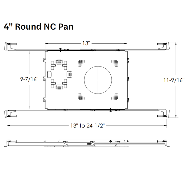 Halco - ACC-NCP-ABH-4R - 4" NC Rough-in Pan with Adj. Bar Hangers for Slim Downlights product image