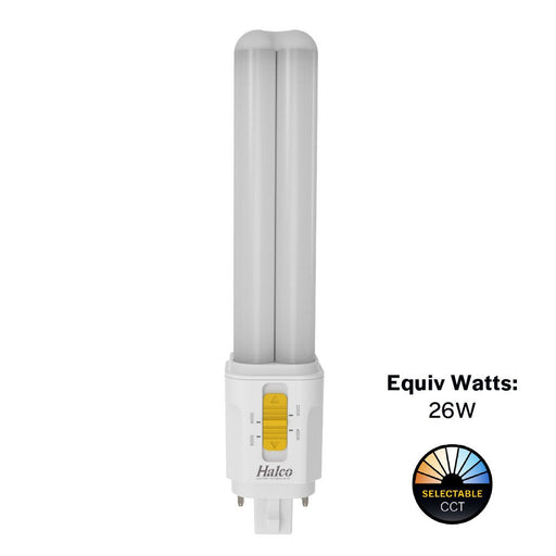 LED CFL Replacement Plug-ins Halco - PLD9O-8CS-HYB-G24Q-LED2-D - LED 4-Pin Plug-in DBL Tube Omni G24Q CCT Select Hybrid Dim Halco Lighting Technologies