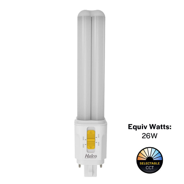 LED CFL Replacement Plug-ins Halco - PLD9O-8CS-HYB-G24Q-LED2-D - LED 4-Pin Plug-in DBL Tube Omni G24Q CCT Select Hybrid Dim Halco Lighting Technologies
