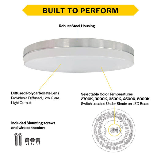 Halco - FM-SD11-CS-BN-120V - Brush Nickel Trim Slim Drum Flush Mount 11" CCT Select Dim product image