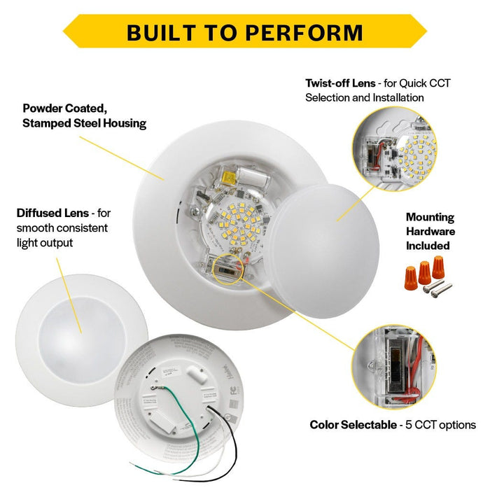 Halco - SMD-6-CS-120V - Surface Downlight 6in 15W 1230L CCT Select 120V Triac Dim product image