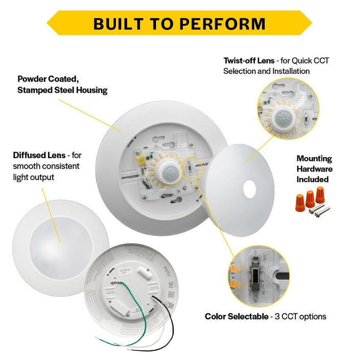 Halco - SMD-6-CS-120V-PIR - Surface Downlight 6in 15W 1250L CCT Sel. 120V Triac Dim PIR product image