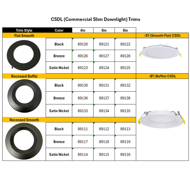 Halco - CSDL-8-LS-CS-ST-DDV - Commercial Slim Downlight 8in 18W Lumen-Color Select 1100-1500lm Smooth Dimm product image