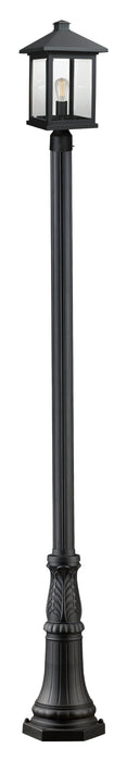 Outdoor Post Mounted Fixture Z-Lite 531PHBR-518P-BK Black Portland 1 Light Outdoor Post Mounted Fixture Z-Lite