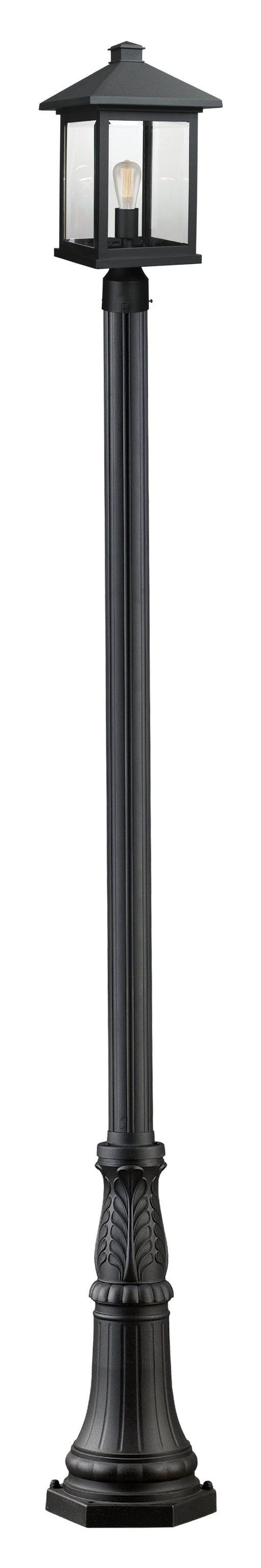 Outdoor Post Mounted Fixture Z-Lite 531PHBR-518P-BK Black Portland 1 Light Outdoor Post Mounted Fixture Z-Lite