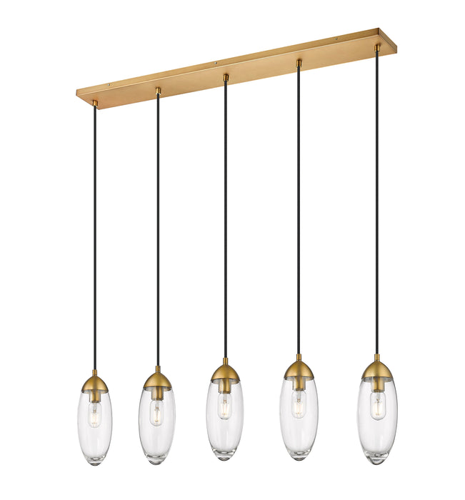 Linear Chandelier Z-Lite 651P-5L-RB Rubbed Brass Arden 5 Light Linear Chandelier Z-Lite