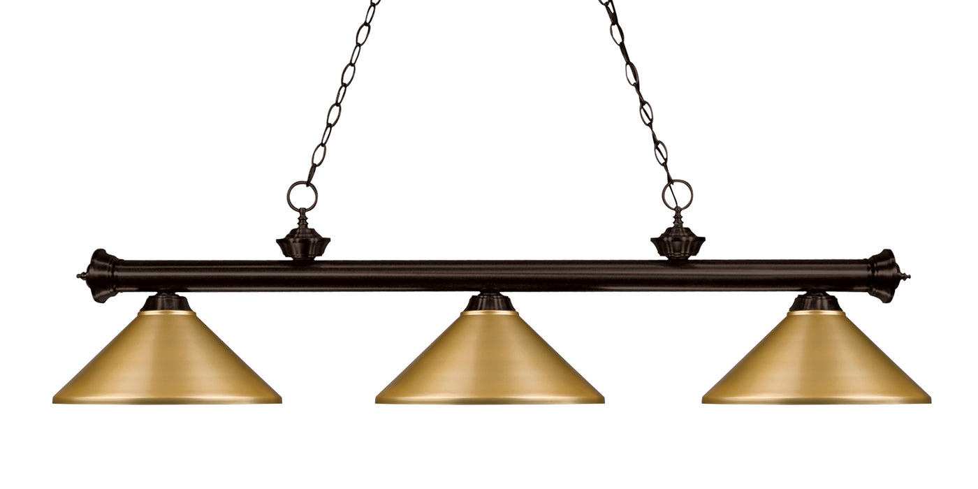 Billiard Z-Lite 200-3BRZ-MSG Bronze Riviera 3 Light Billiard Z-Lite