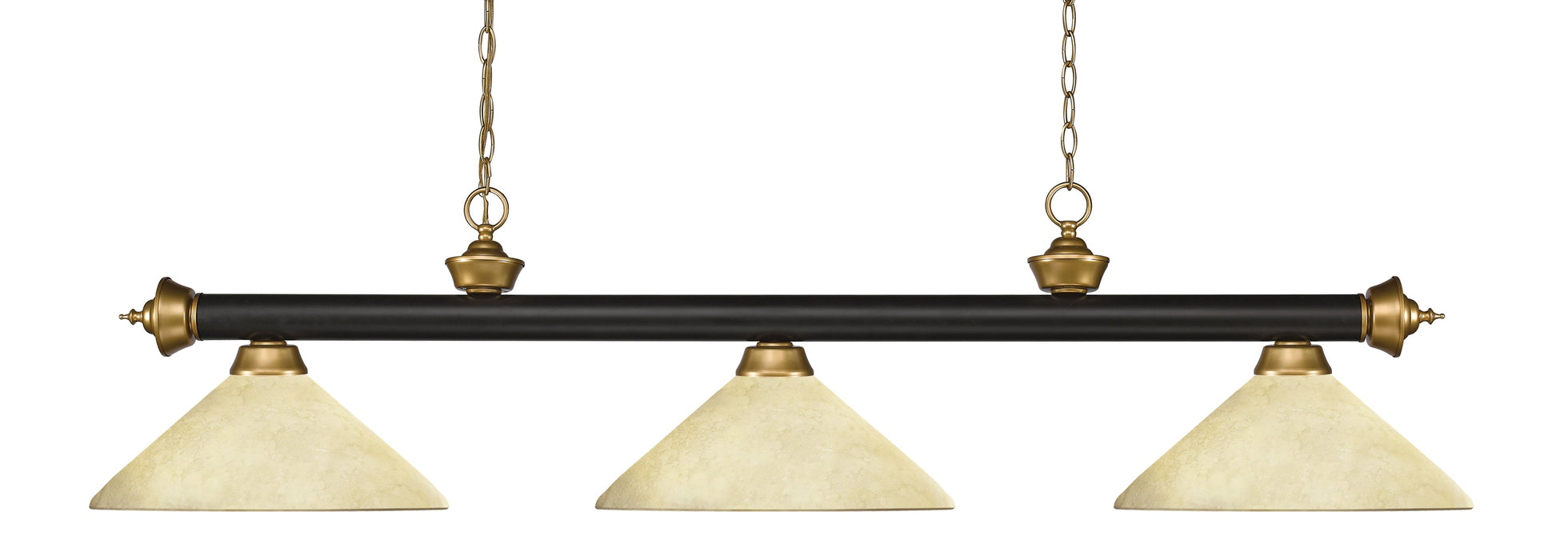 Billiard Z-Lite 200-3BRZ+SG-AGM14 Bronze + Satin Gold Riviera 3 Light Billiard Z-Lite