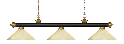 Billiard Z-Lite 200-3BRZ+SG-AGM14 Bronze + Satin Gold Riviera 3 Light Billiard Z-Lite