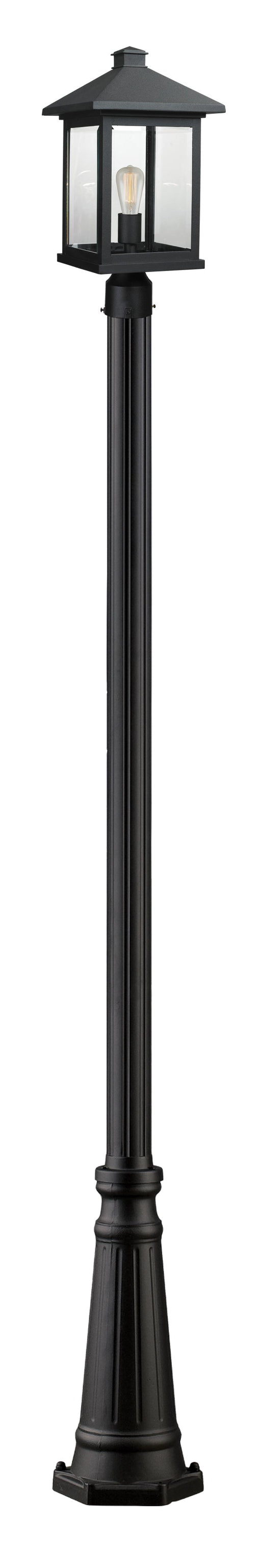 Outdoor Post Mounted Fixture Z-Lite 531PHBR-519P-BK Black Portland 1 Light Outdoor Post Mounted Fixture Z-Lite
