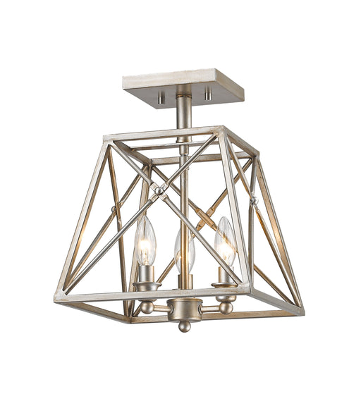 Semi Flush Mount Z-Lite 447SF-AS Antique Silver Trestle 3 Light Semi Flush Mount Z-Lite