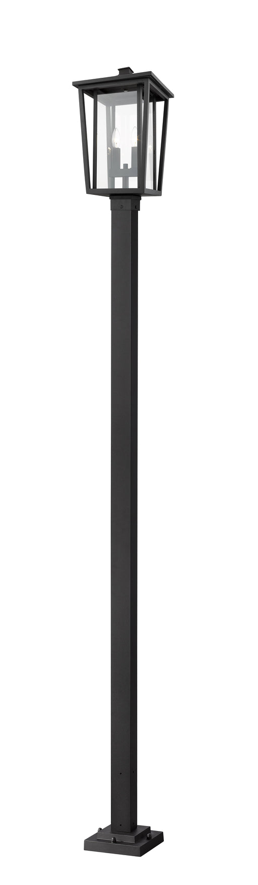 Outdoor Post Mounted Fixture Z-Lite 571PHBS-536P-BK Black Seoul 2 Light Outdoor Post Mounted Fixture Z-Lite
