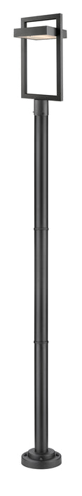 Outdoor Post Mounted Fixture Z-Lite 566PHBR-567P-BK-LED Black Luttrel 1 Light Outdoor Post Mounted Fixture Z-Lite