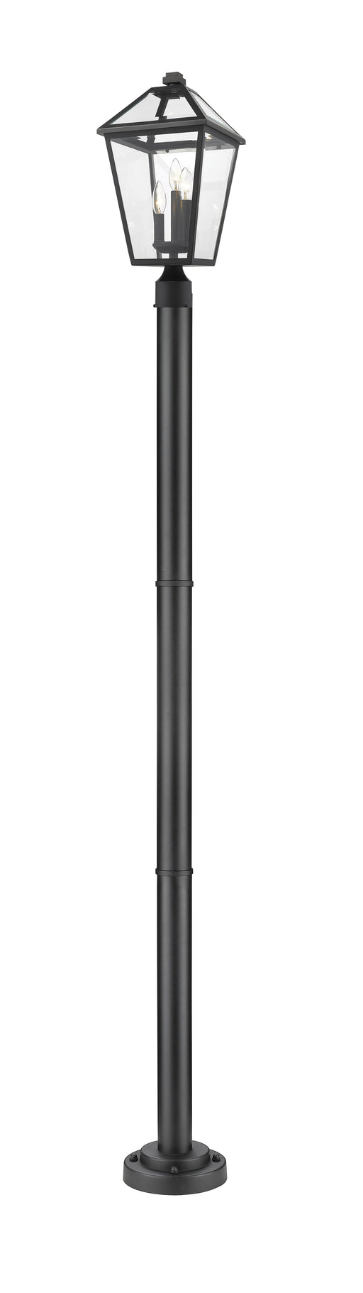 Outdoor Post Mounted Fixture Z-Lite 579PHBR-567P-BK Black Talbot 3 Light Outdoor Post Mounted Fixture Z-Lite