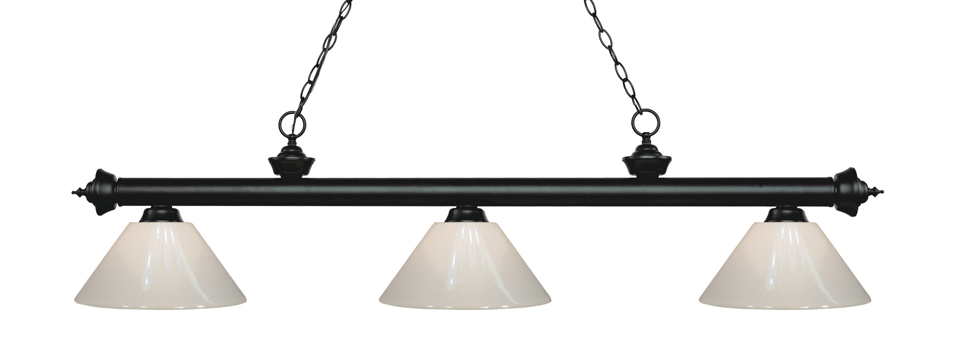 Billiard Z-Lite 200-3MB-PWH Matte Black Riviera 3 Light Billiard Z-Lite