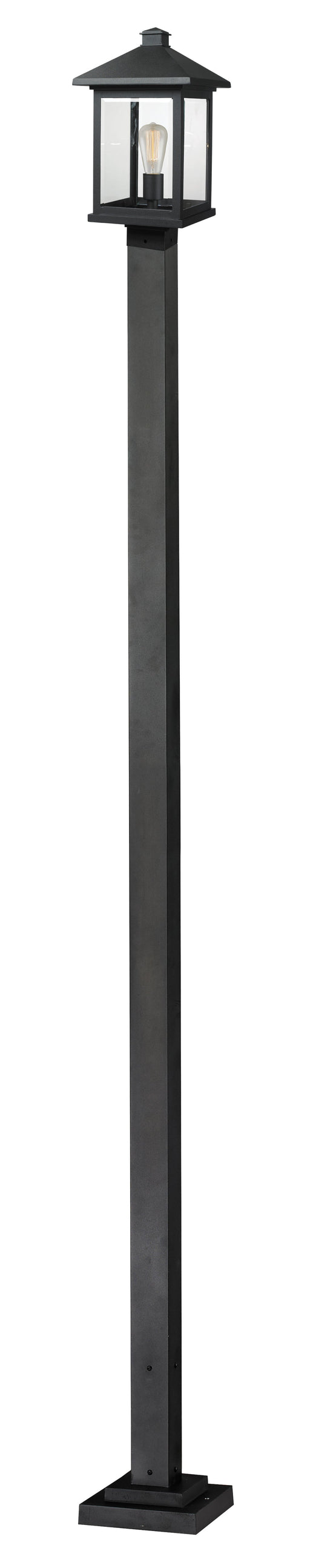 Outdoor Post Mounted Fixture Z-Lite 531PHBS-536P-BK Black Portland 1 Light Outdoor Post Mounted Fixture Z-Lite