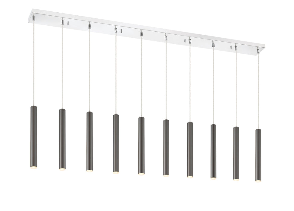 Linear Chandelier Z-Lite 917MP12PBL-LED-10LCH Chrome Forest 10 Light Linear Chandelier Z-Lite