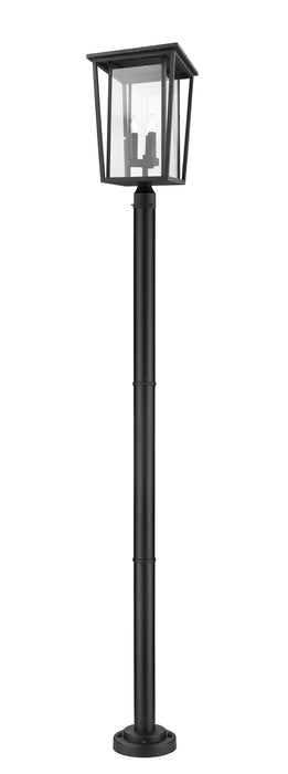 Outdoor Post Mounted Fixture Z-Lite 571PHXLR-567P-BK Black Seoul 3 Light Outdoor Post Mounted Fixture Z-Lite