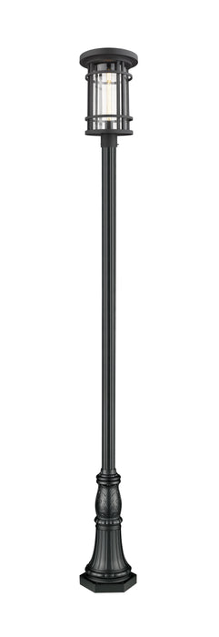 Outdoor Post Mounted Fixture Z-Lite 570PHXL-518P-BK Black Jordan 1 Light Outdoor Post Mounted Fixture Z-Lite