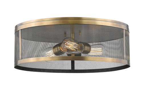 Flush Mount Z-Lite 331F18-NB Natural Brass Meshsmith 3 Light Flush Mount Z-Lite