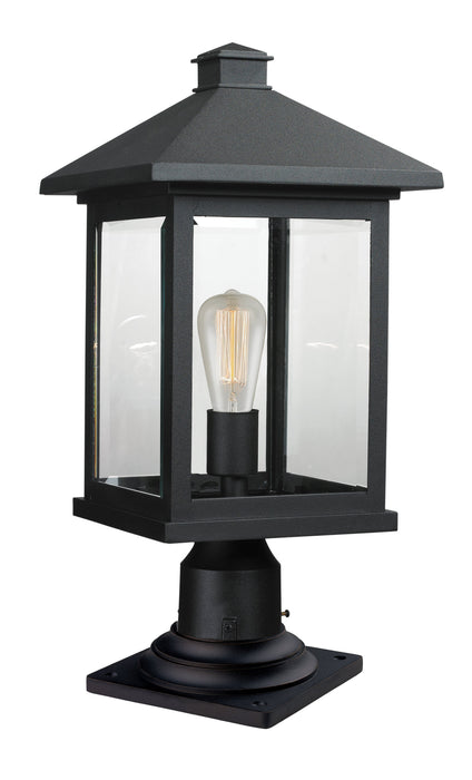 Outdoor Pier Mounted Fixture Z-Lite 531PHBR-533PM-BK Black Portland 1 Light Outdoor Pier Mounted Fixture Z-Lite