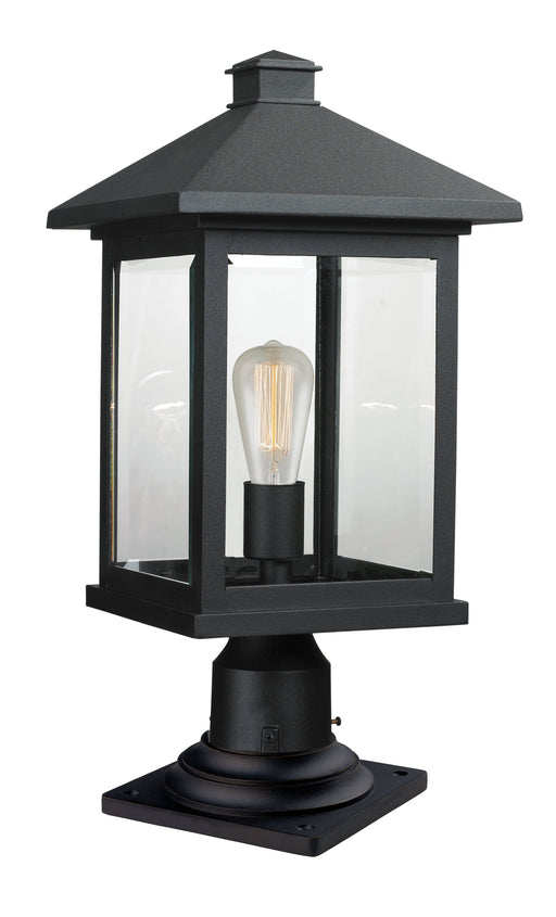 Outdoor Pier Mounted Fixture Z-Lite 531PHBR-533PM-BK Black Portland 1 Light Outdoor Pier Mounted Fixture Z-Lite