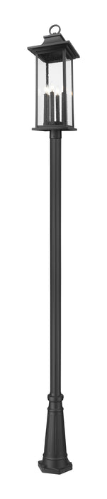 Outdoor Post Mounted Fixture Z-Lite 5017PHXLR-519P-BK Black Tiberius 6 Light Outdoor Post Mounted Fixture Z-Lite