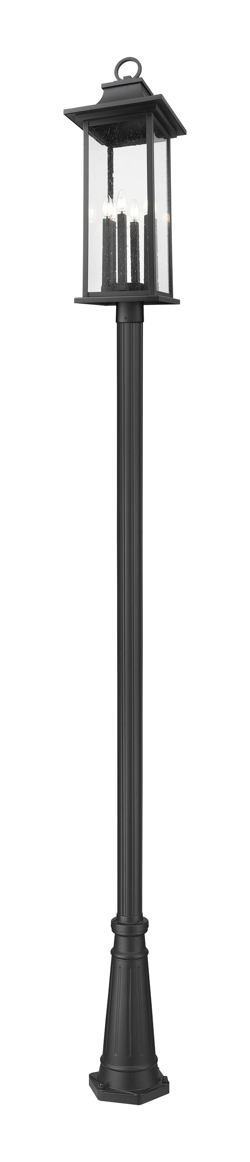 Outdoor Post Mounted Fixture Z-Lite 5017PHXLR-519P-BK Black Tiberius 6 Light Outdoor Post Mounted Fixture Z-Lite