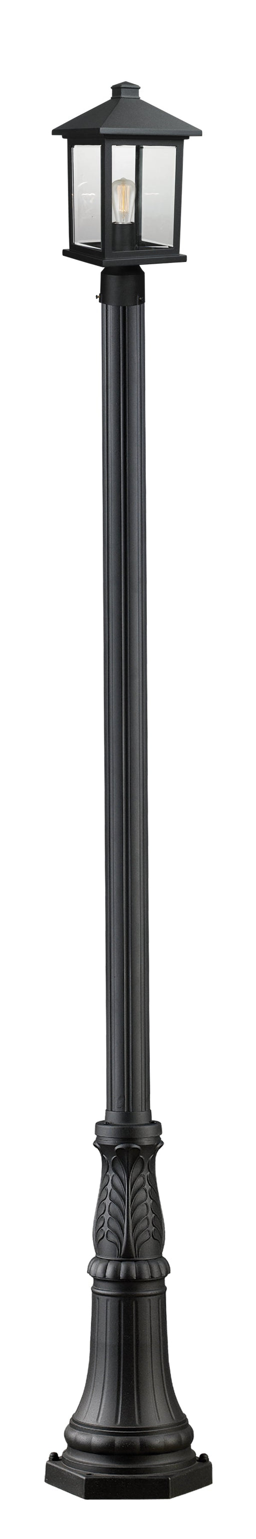 Outdoor Post Mounted Fixture Z-Lite 531PHMR-518P-BK Black Portland 1 Light Outdoor Post Mounted Fixture Z-Lite