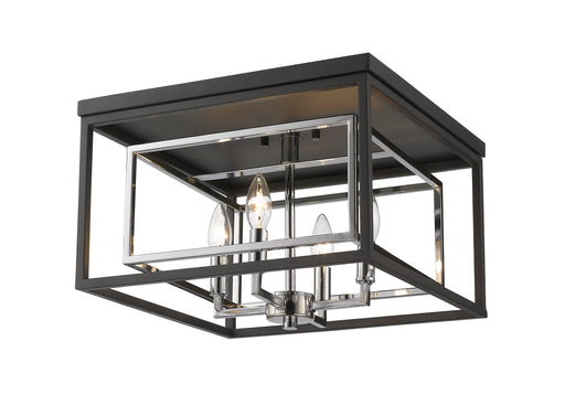 Flush Mount Z-Lite 457F-CH-MB Chrome + Matte Black Euclid 4 Light Flush Mount Z-Lite