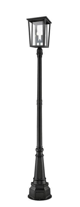 Outdoor Post Mounted Fixture Z-Lite 571PHBR-564P-BK Black Seoul 2 Light Outdoor Post Mounted Fixture Z-Lite