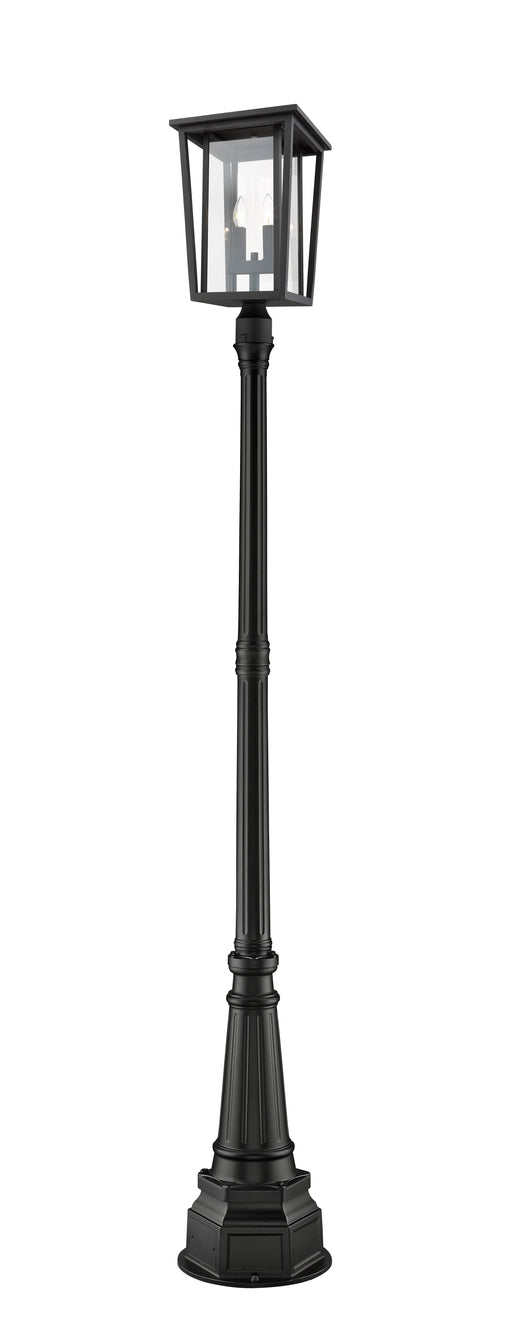 Outdoor Post Mounted Fixture Z-Lite 571PHBR-564P-BK Black Seoul 2 Light Outdoor Post Mounted Fixture Z-Lite
