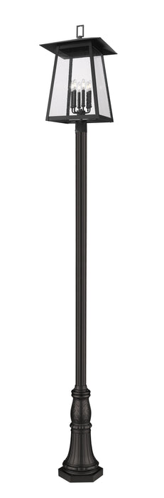 Outdoor Post Mounted Fixture Z-Lite 5015PHXXLR-518P-BK Black Rainer 6 Light Outdoor Post Mounted Fixture Z-Lite