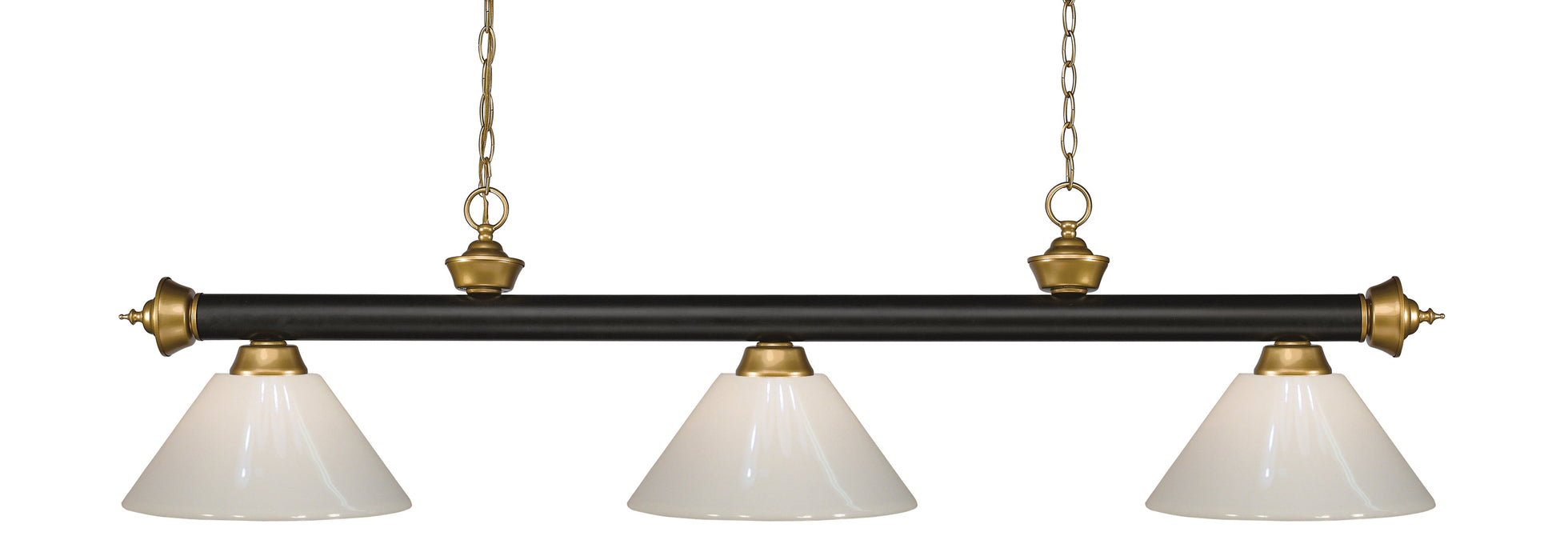 Billiard Z-Lite 200-3BRZ+SG-PWH Bronze + Satin Gold Riviera 3 Light Billiard Z-Lite