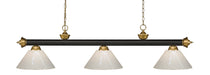 Billiard Z-Lite 200-3BRZ+SG-PWH Bronze + Satin Gold Riviera 3 Light Billiard Z-Lite