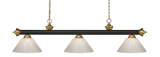Billiard Z-Lite 200-3BRZ+SG-PWH Bronze + Satin Gold Riviera 3 Light Billiard Z-Lite