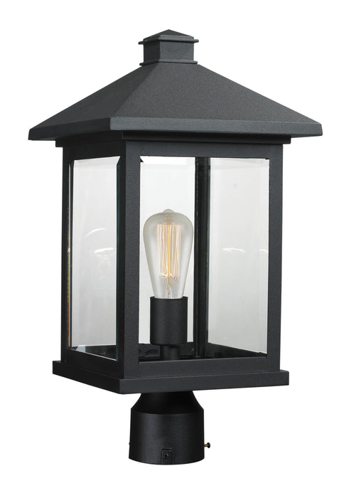 Outdoor Post Mount Fixture Z-Lite 531PHBR-BK Black Portland 1 Light Outdoor Post Mount Fixture Z-Lite