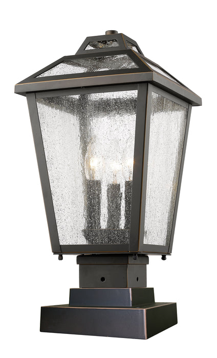 Outdoor Pier Mounted Fixture Z-Lite 539PHMS-SQPM-ORB Oil Rubbed Bronze Bayland 3 Light Outdoor Pier Mounted Fixture Z-Lite