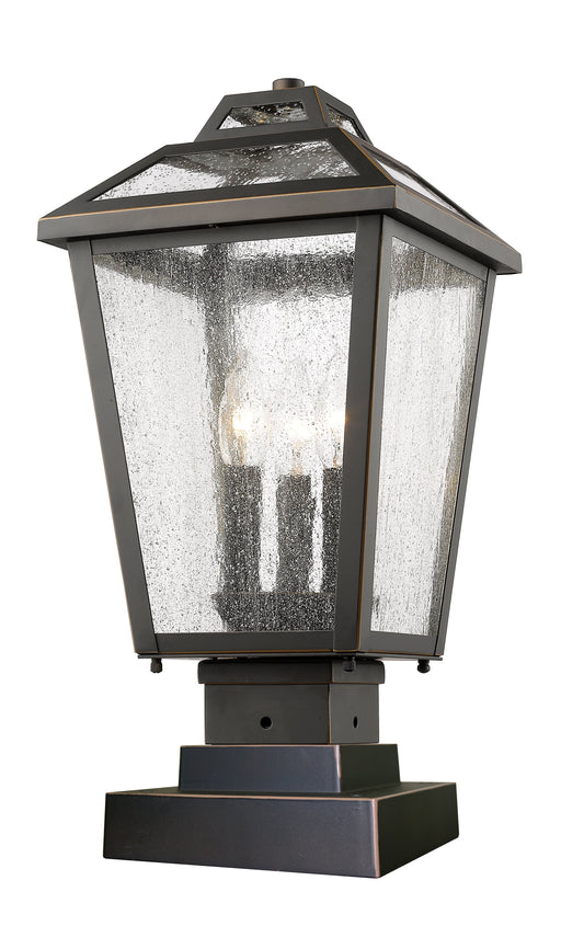 Outdoor Pier Mounted Fixture Z-Lite 539PHMS-SQPM-ORB Oil Rubbed Bronze Bayland 3 Light Outdoor Pier Mounted Fixture Z-Lite