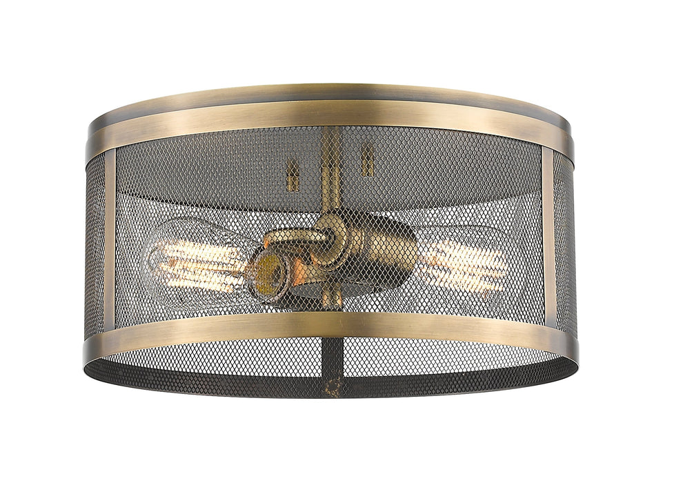 Flush Mount Z-Lite 331F12-NB Natural Brass Meshsmith 2 Light Flush Mount Z-Lite