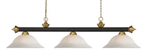 Billiard Z-Lite 200-3BRZ+SG-WM16 Bronze + Satin Gold Riviera 3 Light Billiard Z-Lite