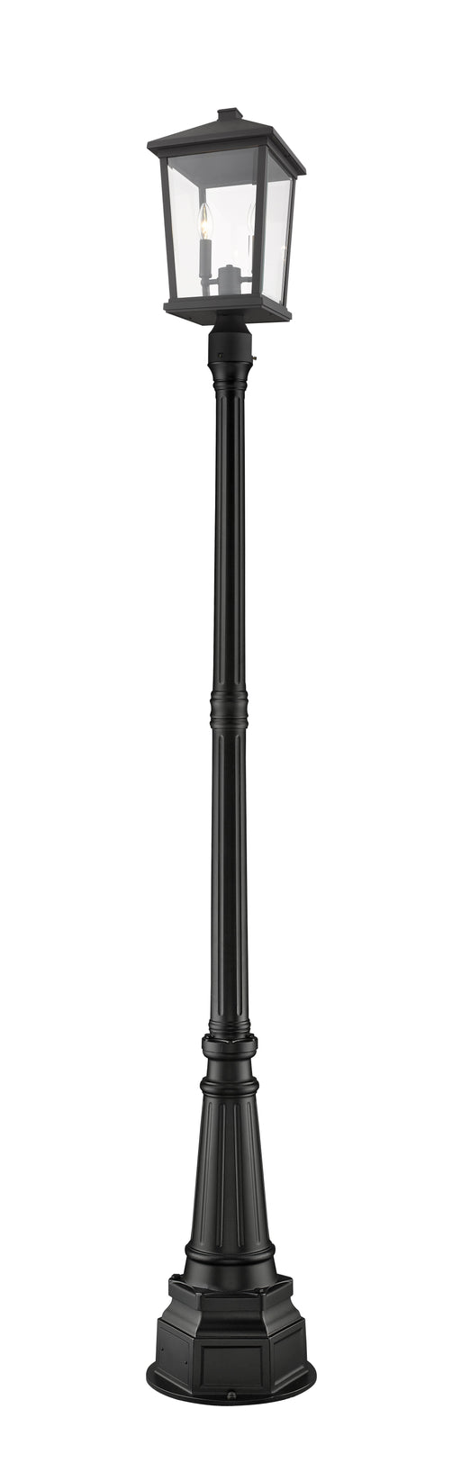 Outdoor Post Mounted Fixture Z-Lite 568PHBR-564P-BK Black Beacon 2 Light Outdoor Post Mounted Fixture Z-Lite