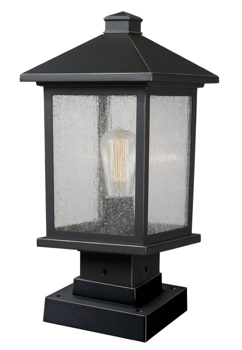 Outdoor Pier Mounted Fixture Z-Lite 531PHMS-SQPM-ORB Oil Rubbed Bronze Portland 1 Light Outdoor Pier Mounted Fixture Z-Lite