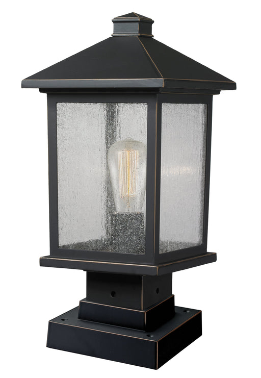 Outdoor Pier Mounted Fixture Z-Lite 531PHMS-SQPM-ORB Oil Rubbed Bronze Portland 1 Light Outdoor Pier Mounted Fixture Z-Lite