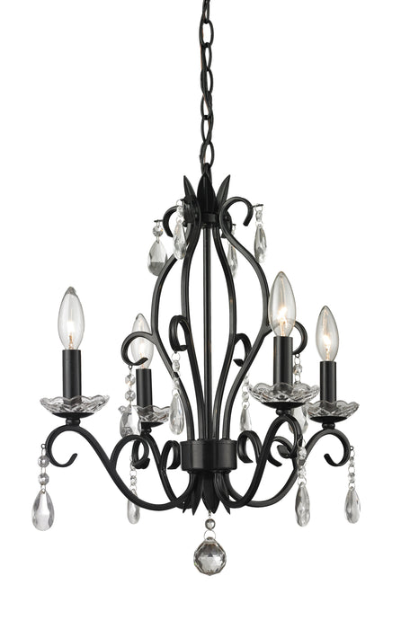 Chandelier Z-Lite 425MB Matte Black Princess Chandeliers 4 Light Chandelier Z-Lite