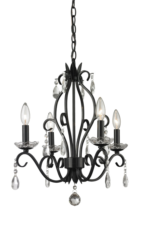 Chandelier Z-Lite 425MB Matte Black Princess Chandeliers 4 Light Chandelier Z-Lite