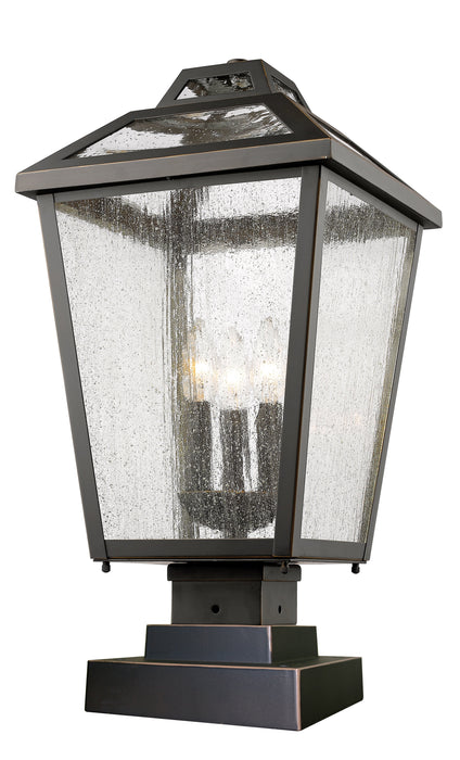 Outdoor Pier Mounted Fixture Z-Lite 539PHBS-SQPM-ORB Oil Rubbed Bronze Bayland 3 Light Outdoor Pier Mounted Fixture Z-Lite