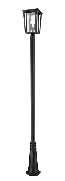 Outdoor Post Mounted Fixture Z-Lite 571PHBR-519P-BK Black Seoul 2 Light Outdoor Post Mounted Fixture Z-Lite
