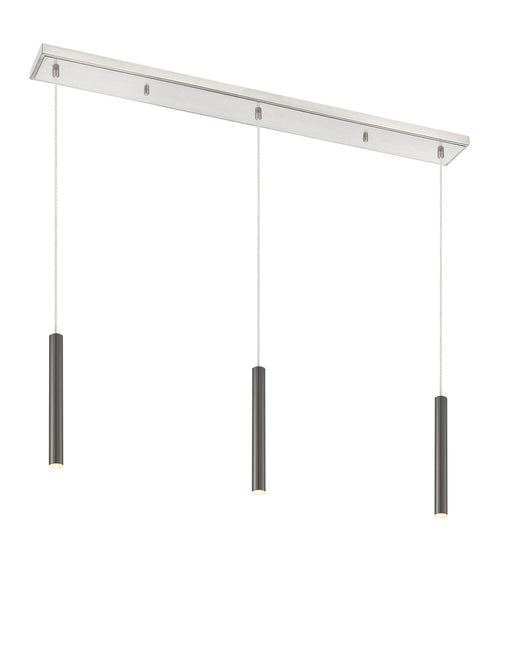 Linear Chandelier Z-Lite 917MP12-PBL-LED-3LBN Brushed Nickel Forest 3 Light Linear Chandelier Z-Lite