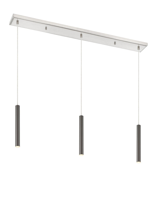 Linear Chandelier Z-Lite 917MP12-PBL-LED-3LBN Brushed Nickel Forest 3 Light Linear Chandelier Z-Lite